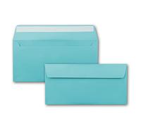 Lot de 100 enveloppes à lettres - DIN long - Turquoise (bleu) - 110 g/m² - 11 x 22 cm - Très indéformables - Fermeture adhésive - Marque de qualité : FarbenFroh by GUSTAV NEUSER