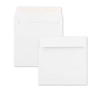Lot de 100 enveloppes blanches - Enveloppes à lettre carrées - 15,5 x 15,5 cm - Fermeture adhésive - Surface mate - Enveloppes postales indéformables