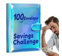 Lot de 100 enveloppes - Carnet de planification de budgets A5 - Design amusant - Design de défi d'économies - Anneaux de classeur robustes