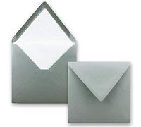 Lot de 100 enveloppes carrées - 16 x 16 cm - Anthracite (gris) - Enveloppes avec doublure en soie blanche - Enveloppes sans fenêtre et avec fermeture humide - Pour cartes d'invitation à un mariage et un anniversaire