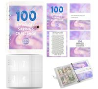 Lot de 100 enveloppes Challenge - 100 classeurs Savings Challenge - Enveloppes économes en argent pour le défi de trésorerie - Classeur de défi économique, enveloppes, classeurs budgétaires à économie