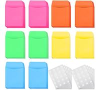Lot de 100 enveloppes colorées pour bibliothèque avec 12 feuilles adhésives amovibles pour bureau (rose, orange, bleu, jaune, vert)