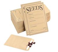 Lot de 100 enveloppes de graines, petites enveloppes marron, sachets de graines, enveloppes marron autocollantes, sachets de graines imprimés avec des types de modèles de noms