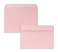 Lot de 100 enveloppes - Format C5 - Rose - 16,2 x 22,9 cm - Fermeture adhésive - Enveloppes élégantes pour grandes invitations et cartes pour anniversaire ou mariage