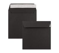 Lot de 100 enveloppes noires - Enveloppes à lettre - Carrées - 15,5 x 15,5 cm - Fermeture adhésive - Surface mate - Enveloppes postales indéformables