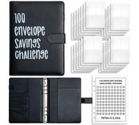 Lot de 100 enveloppes pour classeur A5 Noir | Kit complet tout inclus, méthode d'économie facile et amusante, utilisé pour la planification du budget personnel à la maison