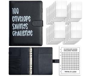 Lot de 100 enveloppes pour classeur A5 Noir | Kit complet tout inclus, méthode d'économie facile et amusante, utilisé pour la planification du budget personnel à la maison