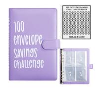 Lot de 100 enveloppes pour défi d'économie d'argent - 100 enveloppes - Moyen facile et amusant d'économiser 5 050 $ - Classeur budgétaire avec enveloppes d'argent pour bureau, maison, école (violet)