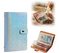 Lot de 100 enveloppes pour défi d'économie d'argent avec carnet de notes et classeur, classeur de budget A6 réutilisable ou enveloppes de trésorerie, défi d'épargne utilisable des deux côtés (bleu-1)