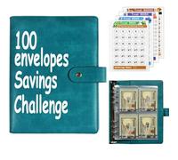 Lot de 100 enveloppes pour défi d'économie d'argent, système d'épargne amusant et facile pour économiser 5 050 $, 10 000 $, 500 $, 1 000 $, classeur budgétaire A5 avec enveloppes de trésorerie, guide