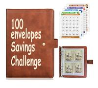 Lot de 100 enveloppes pour défi d'économie d'argent, système d'épargne amusant et facile pour économiser 5 050 $, 10 000 $, 500 $, 1 000 $, classeur budgétaire A5 avec enveloppes de trésorerie, guide