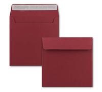 Lot de 100 enveloppes rouge foncé - Enveloppes à lettre carrées - 15,5 x 15,5 cm - Fermeture adhésive - Surface mate - Enveloppes postales indéformables