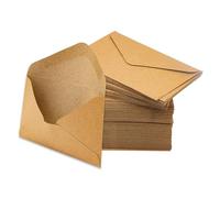 Lot de 100 enveloppes vintage en papier kraft - Format C6 (16 x 11 cm) - Avec fermeture humide - Rabat pointu sans fenêtre - Pour cartes de vœux, cartes d'anniversaire, invitations de fête ou de
