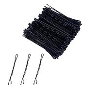 Lot de 100 épingles à cheveux noires avec sac en plastique transparent pour femme - Accessoire de cheveux ondulé invisible