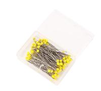 Lot de 100 épingles à coudre colorées avec tête en verre - Aiguilles à tricoter colorées - Jaune
