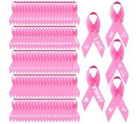 Lot de 100 épingles à ruban rose pour sensibilisation au cancer du sein - Épinglettes en tissu sur le thème de l'espoir, de la puissance, de l'amour, de la lutte contre le cancer du sein - Pour
