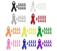 Lot de 100 épingles en satin avec ruban de sensibilisation, commémoratives, en tissu, avec broches de sécurité, boutons pour le cancer du sein (10 couleurs)