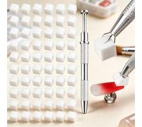 Lot de 100 éponges à ongles avec stylo de saisie, mini éponge douce pour nail art Ombre Aura, ensemble d'outils de mélange dégradé avec porte-éponge pour manucure à faire soi-même, 1 cm, blanc