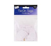 Lot de 100 étiquettes blanches avec ficelle 25 x 39 mm