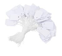 Lot de 100 étiquettes blanches pré-cordées de 25 x 39 mm pour prix, emballage cadeau et organisation | Papier cartonné durable avec ficelle attachée