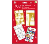 Lot de 100 étiquettes de Noël autocollantes pour cadeaux - Motifs assortis et colorés - Autocollants pour cadeaux traditionnels et fantaisie - Lot pratique avec 5 feuilles de 20 étiquettes