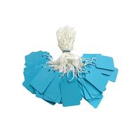 Lot de 100 étiquettes de prix moyennes bleues avec ficelle 25 x 39 mm