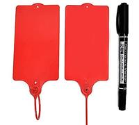 Lot de 100 étiquettes d'expédition en plastique résistantes à l'eau et inscriptibles avec marqueur OE (rouge)