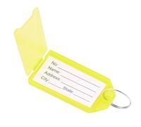 Lot de 100 étiquettes d'identification en plastique avec anneau fendu pour clés, bagages, bagages, articles personnels (jaune)