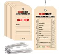 Lot de 100 étiquettes d'inspection de refoulement étanches, avec fils en acier, étiquettes d'entretien pour test de refoulement, étiquettes imperméables et robustes pour la tenue de dossiers et la