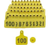 Lot de 100 étiquettes d'oreille for bovins, numéros 001 à 1000 au choix, for vaches laitières, chèvres, moutons, porcs, d'identification animale 101 200/101 200(Yellow,101 200)