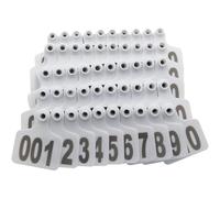 Lot de 100 étiquettes d'oreilles de bétail en plastique pour moutons, veaux, porcs avec numéro 001-400, identification animale pour bovins, vaches, cochons (blanc, 301a400)