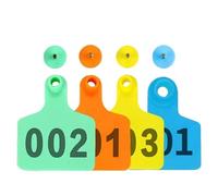 Lot de 100 étiquettes d'oreilles de vache avec mots 001-500 - Tête en cuivre - Identification des animaux de ferme pour bovins, vaches, cochons (vert, 301-400)