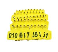 Lot de 100 étiquettes d'oreilles pour bovins, numéros 001-100, carte d'identification pour équipement agricole, cochon, mouton, panneau pour éviter de se perdre pour bovins, vaches, cochons (jaune)