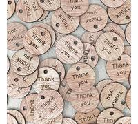 Lot de 100 étiquettes rondes vintage en bois avec inscription Thank You 25 mm
