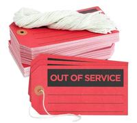 Lot de 100 étiquettes rouges « Out of Service » avec ficelle, panneaux de réparation d'équipement d'entretien en vrac pour petites entreprises (14,6 x 7,6 cm) - Étiquettes rouges pour équipement