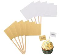 Lot de 100 étiquettes vierges pour buffet de fête, cure-dents, pics à cocktail, cupcakes, fromage, drapeaux alimentaires de fête pour buffets