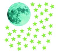 Lot de 100 étoiles fluorescentes, 1 lune fluorescente, autocollants phosphorescents, couverture d'étoiles lumineuses dans l'obscurité, autocollants réfléchissants en forme d'étoiles