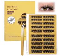 Lot de 100 extensions de cils auto-adhésifs, naturels, en C, 10-16 mm, tenue 24 heures, avec pince à épiler, facile et rapide à porter, pas de MJ01