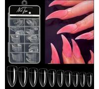 Lot de 100 faux ongles incurvés 3D en forme de griffe d'aigle épais et profondément incurvé en amande
