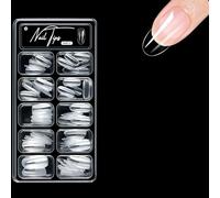 Lot de 100 faux ongles ronds moyens en gel, 10 tailles pré-gravées, couverture complète, extensions d'ongles en forme de cercueil moyen pour manucure à la maison