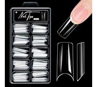 Lot de 100 faux ongles semi-mats en acrylique - Couvrance complète - Demi-couverture - Faux ongles pré-reliés