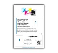 Lot de 100 feuilles A4 d'étiquettes autocollante 210x297mm - planche adhésive blanche permanente de 1 étiquette. Marque UNIVERS GRAPHIQUE