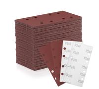 Lot De 100 Feuilles Abrasives - 93 Mm X 185 Mm - Grain 60 - 8 Trous - Papier De Verre Avec Velcro - Différents Accessoires - Matériaux Pour Ponceuse Orbitale