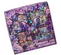 Lot de 100 feuilles d'autocollants décoratifs pour ordinateur portable Motif papillon et fleur