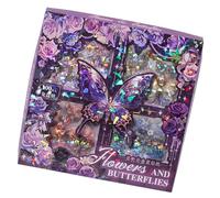 Lot de 100 feuilles d'autocollants pour scrapbooking Motif papillon et fleur