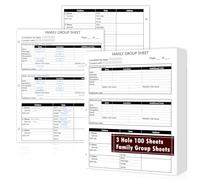 Lot de 100 feuilles de 100 feuilles de groupe familial de 12e génération vierges recto-verso - 21,6 x 27,9 cm - Tableaux généalogiques - Feuilles de travail généalogiques - Fournitures d'archivage