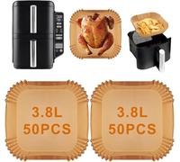 Lot de 100 feuilles de cuisson Airfryer pour Ninja Double Stack XL 7,6 L SL300EU, résistant à la chaleur, anti-adhésif, friteuse à air chaud, accessoires pour Ninja SL300EU