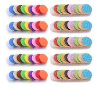 Lot de 100 feuilles de feutre colorées et dispersées pour diffuseur, huile essentielle, tampons d'aromathérapie, tampons de diffuseur d'aromathérapie, feuilles rondes de coton absorbantes