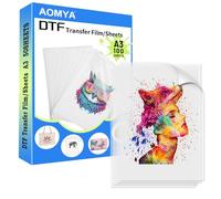 Lot de 100 Feuilles de Film DTF A3 Transparent Brillant pour Imprimantes à Sublimation, 29,7 x 41,9 cm, Qualité Supérieure