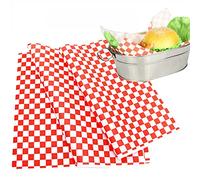 Lot de 100 feuilles de papier à carreaux rouges et blancs pour emballage alimentaire - Résistant à la graisse - 30,5 x 30,5 cm